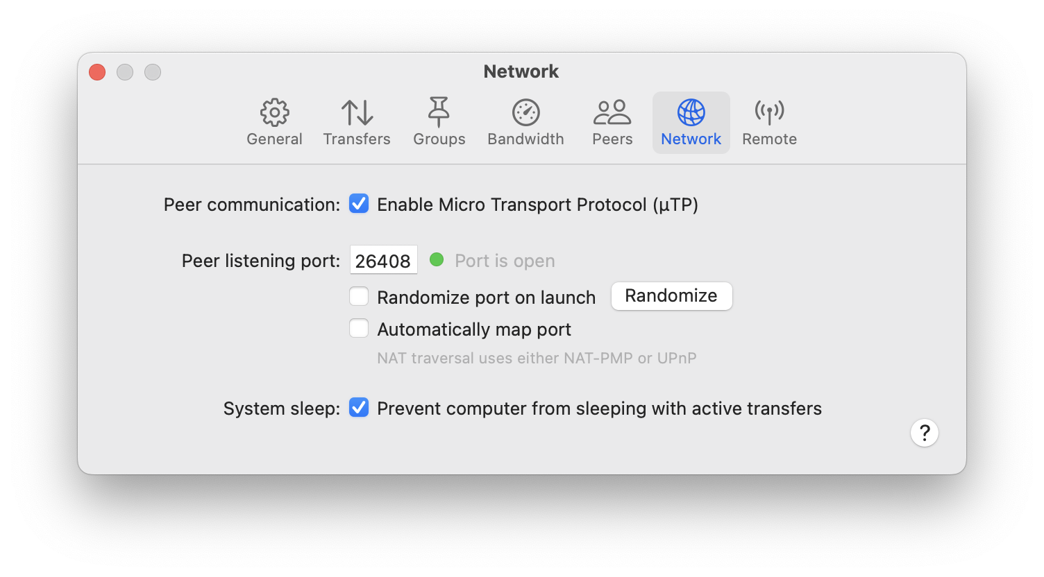 Transmission settings